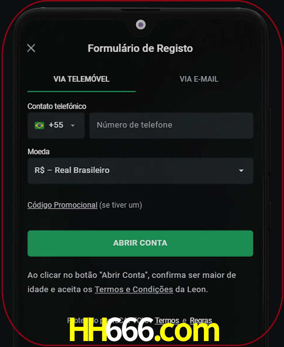 Abra o aplicativo e inicie o processo de registro.