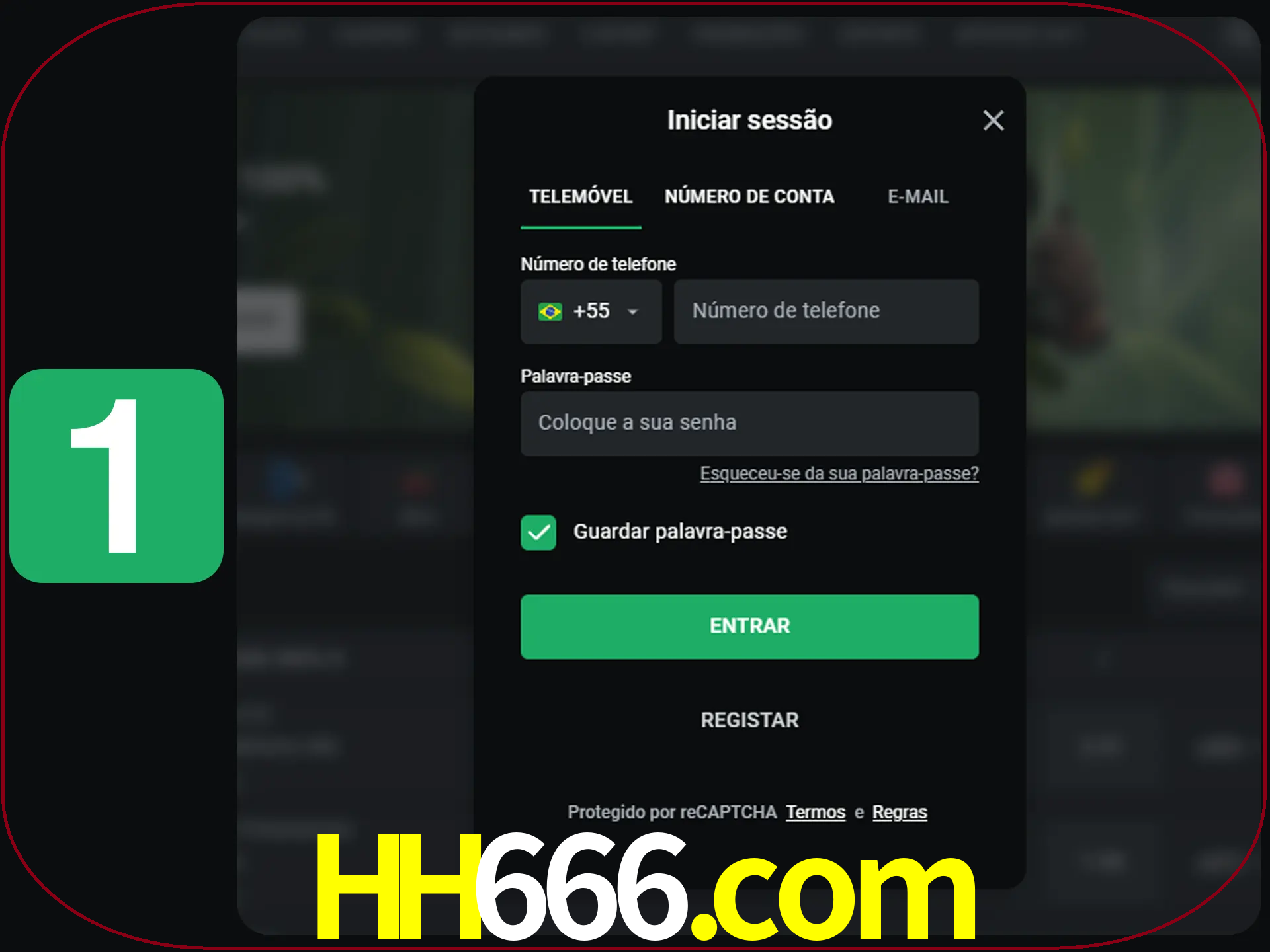 Clique no botão Entrar.